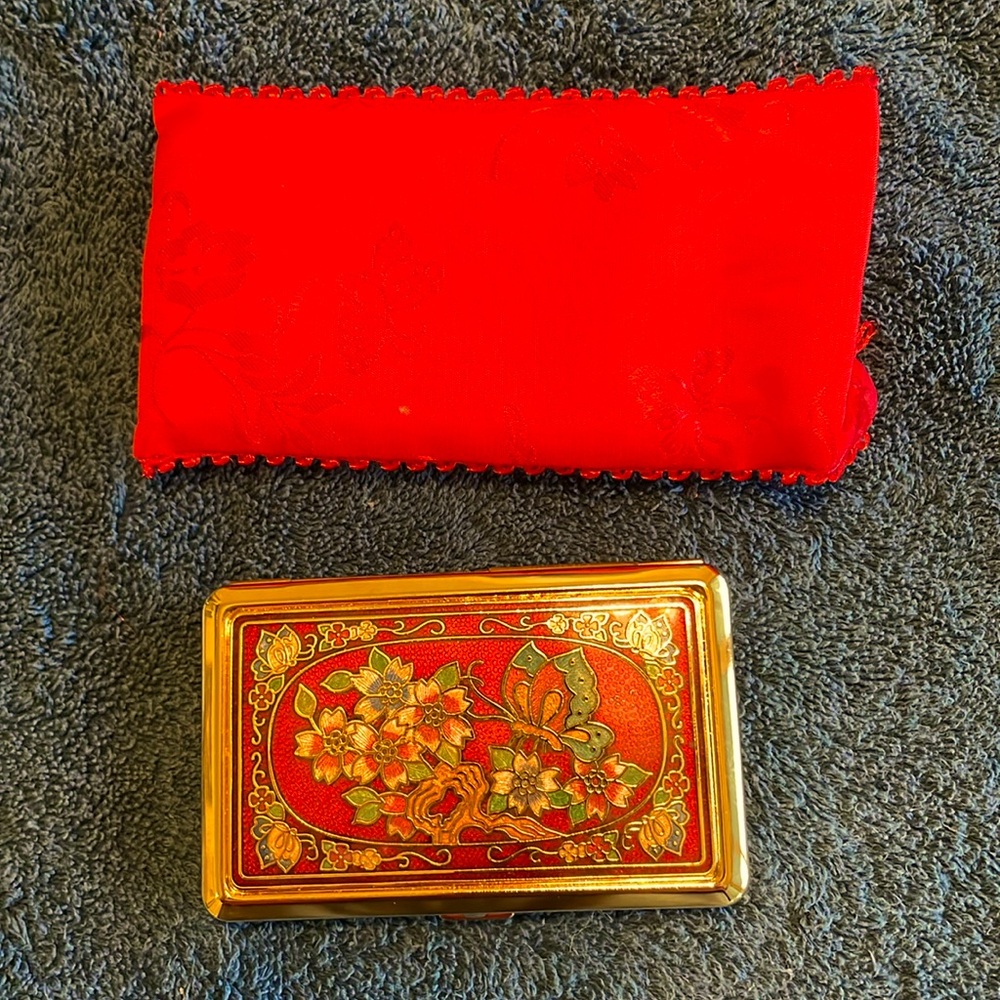 Money / Credit Card holder inlaid flower butterfly design